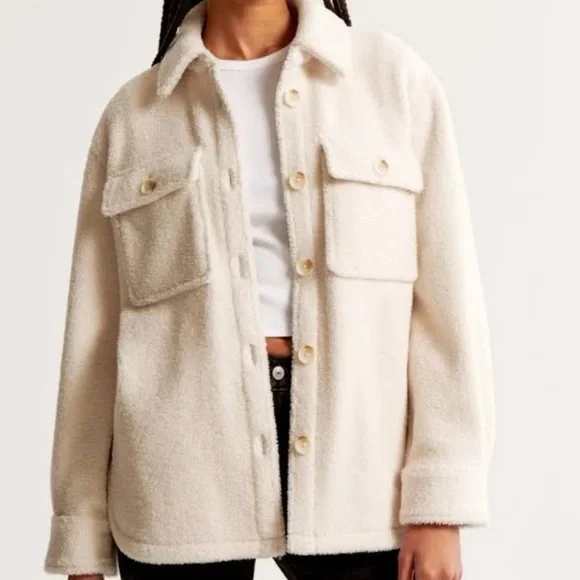 Abercrombie & Fitch Cream Teddy Jacket - Picture 1 of 4